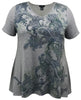 Women's Teal Paisley High-Low V Neck Short Sleeve Print Top