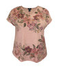 Women's Multi-Floral V-Neck Dolman Short Sleeve Print Top