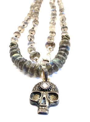 labradorite necklace skull charm