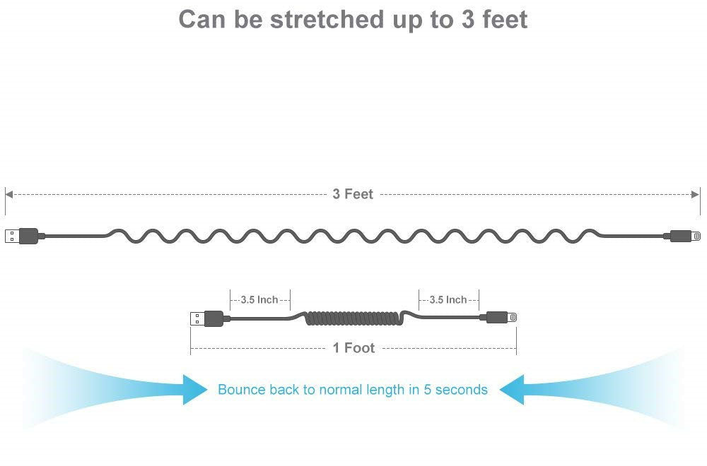 Charger Cable Certified Coiled Cable for iPhone