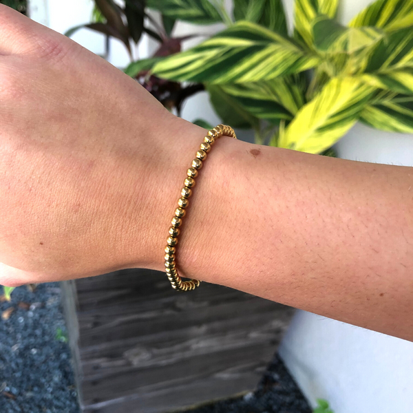 5mm Gold Bead Bracelet 14K Yellow Gold +$260 / 7