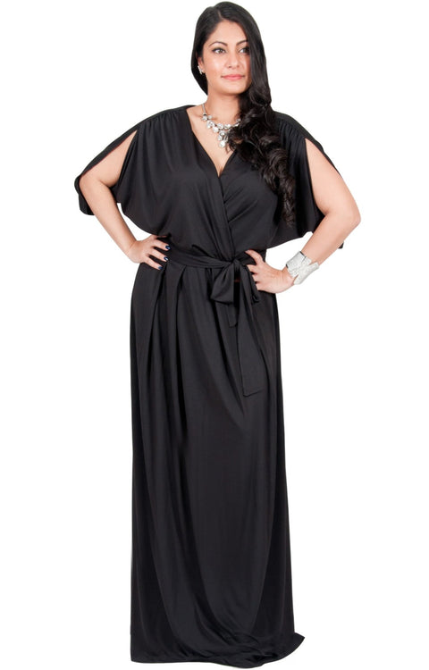 plus size black maxi dresses with sleeves