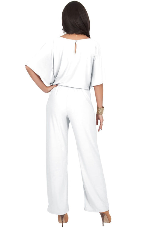 BRITTANY - Dressy Short Sleeve Boat Neck Jumpsuit – GCGme