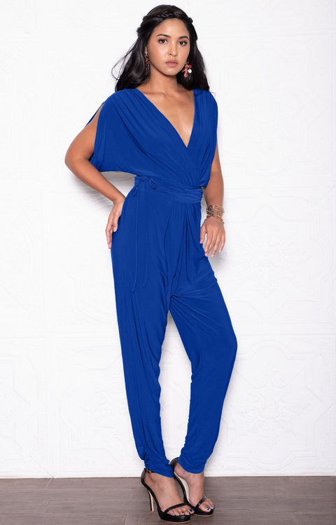 EDITH - Short Split Sleeve V-Neck Crossover Elegant Jumpsuit – GCGme