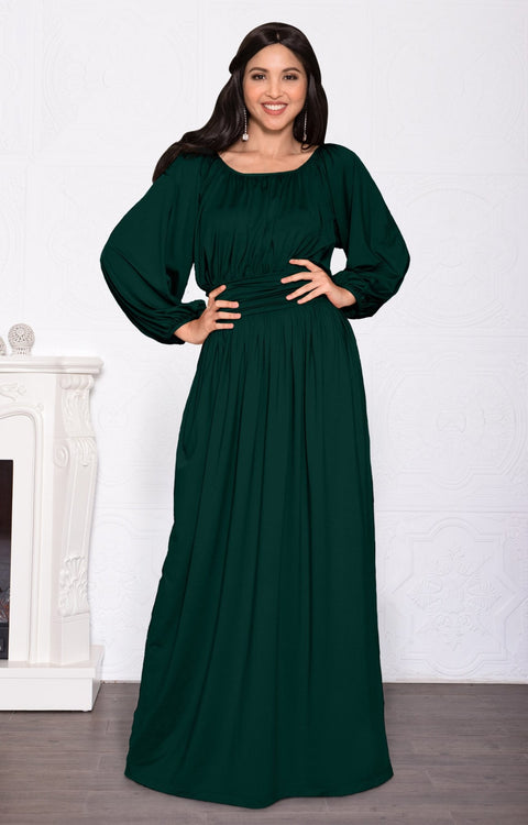 emerald green maxi dress casual