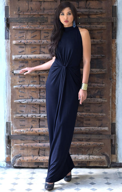 navy blue long summer dress