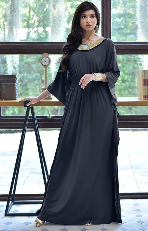 SAFFIANA - Flowy Dolman Sleeve Maxi Dress Long Kaftan Flattering Abaya ...