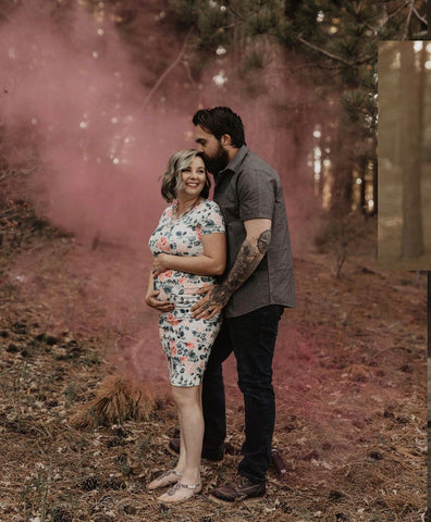 Pink powder cannon gender reveal picture