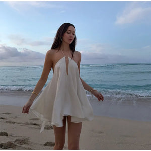 2025 Sexy Party Off Shoulder Dresses Women's Elegant Sleeveless Hollow Out Beach Dress Backless High Street Lady Summer Vestidos - boholooks