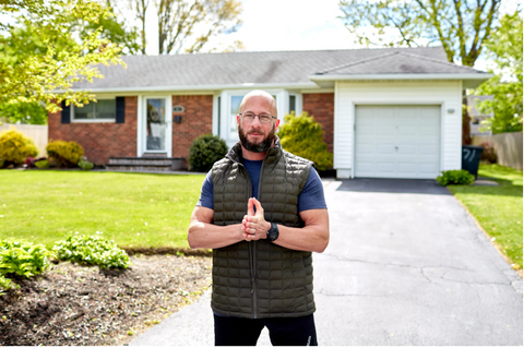 Mr. Sulam outside his home in Commack, N.Y. As of mid-May, all but one of his clients had continued training with him on a virutal basis. Credit...Stephen Speranza for The New York Times