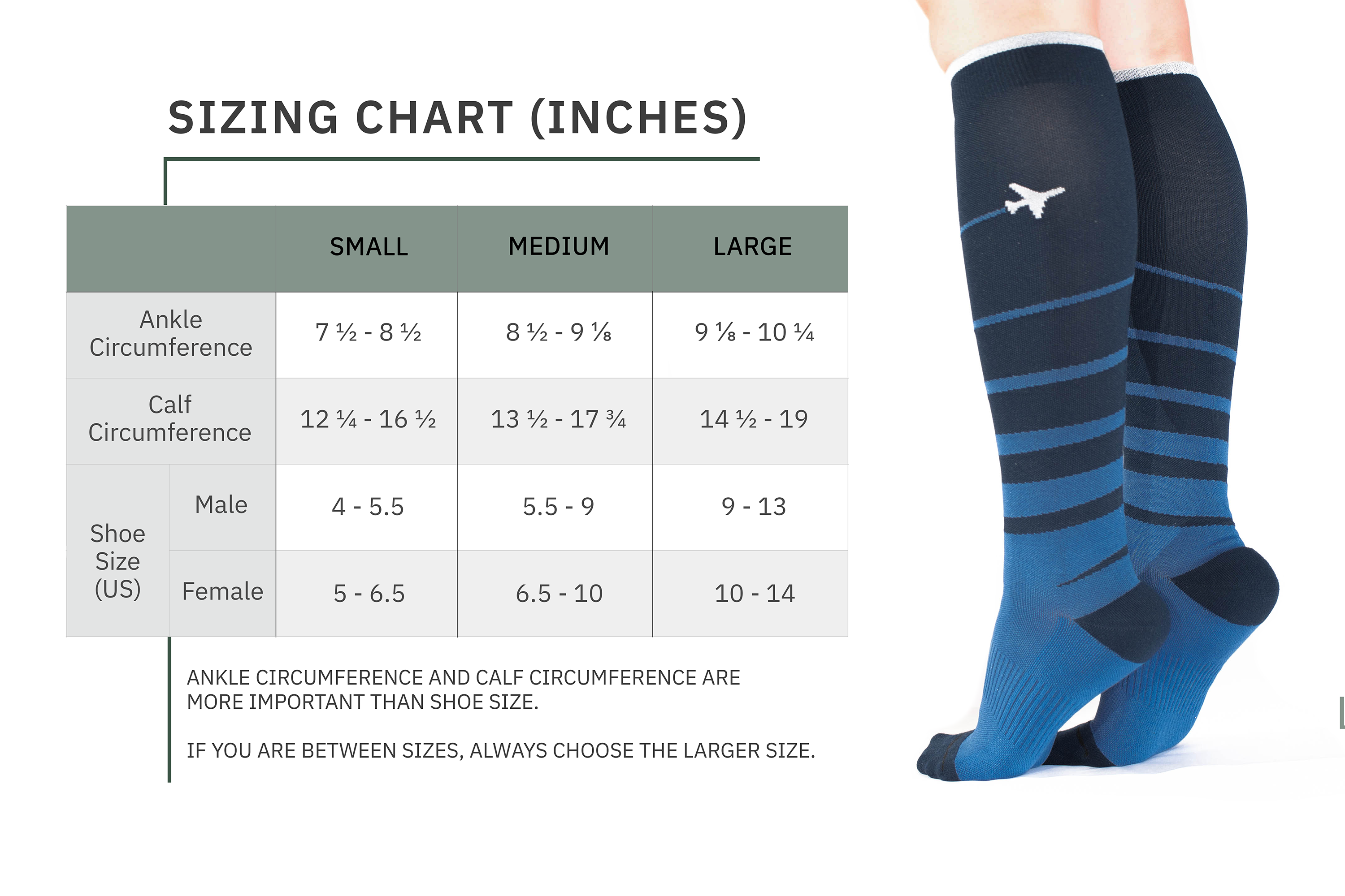 Compression socks size guide