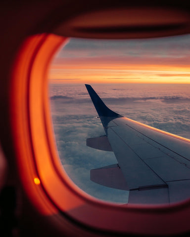 Flying at sunset