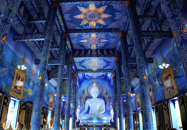 A blue painted temple in Mueang Chiang Rai by J.R. Bellemore
