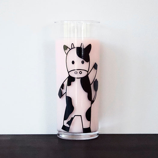 Cow Glass Drinkware Fun & Cute Cow Cartoon Design 8.8 oz (260 cc)
