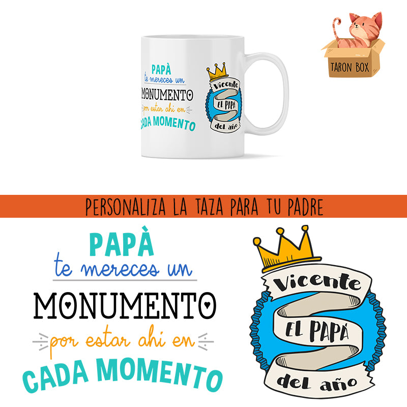 Taza Personalizada Papá Te Mereces Un Monumento Taza Personalizada Para Tu Padre Regalo 