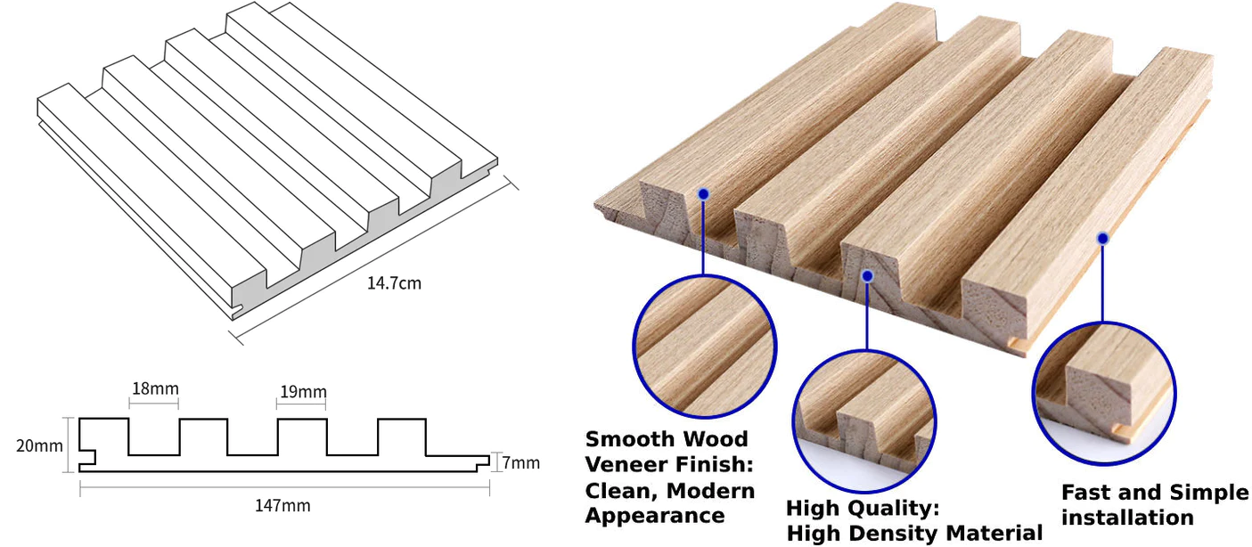 Unfinished Wood Slat Panels for Walls, Paint and Stain Grade - Stout ( –