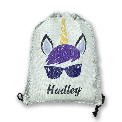 personalized unicorn drawstring sequin backpack