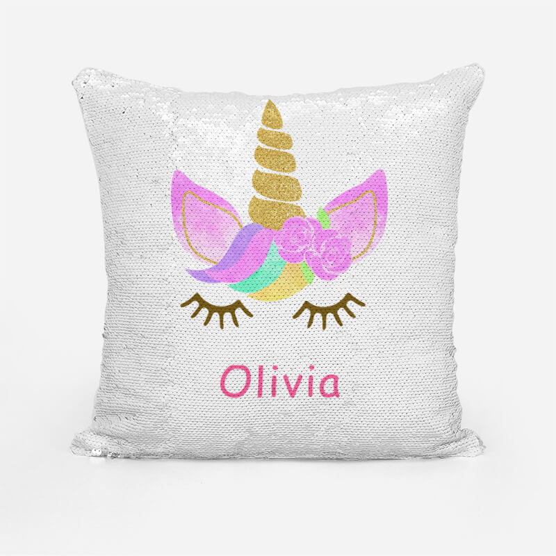 sequin pillow with face