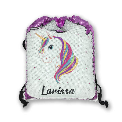 unicorn drawstring sequin backpack