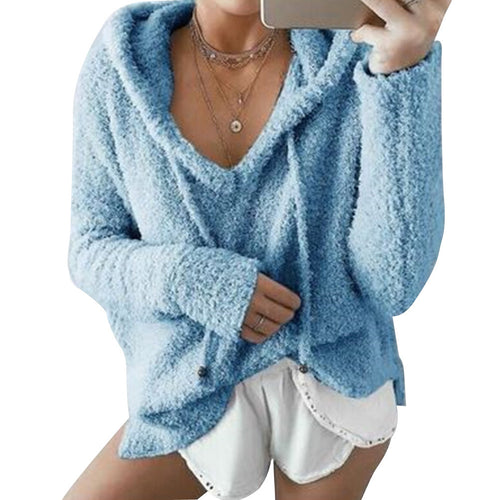 V Neck Long Sleeve Loose Fit Sweater