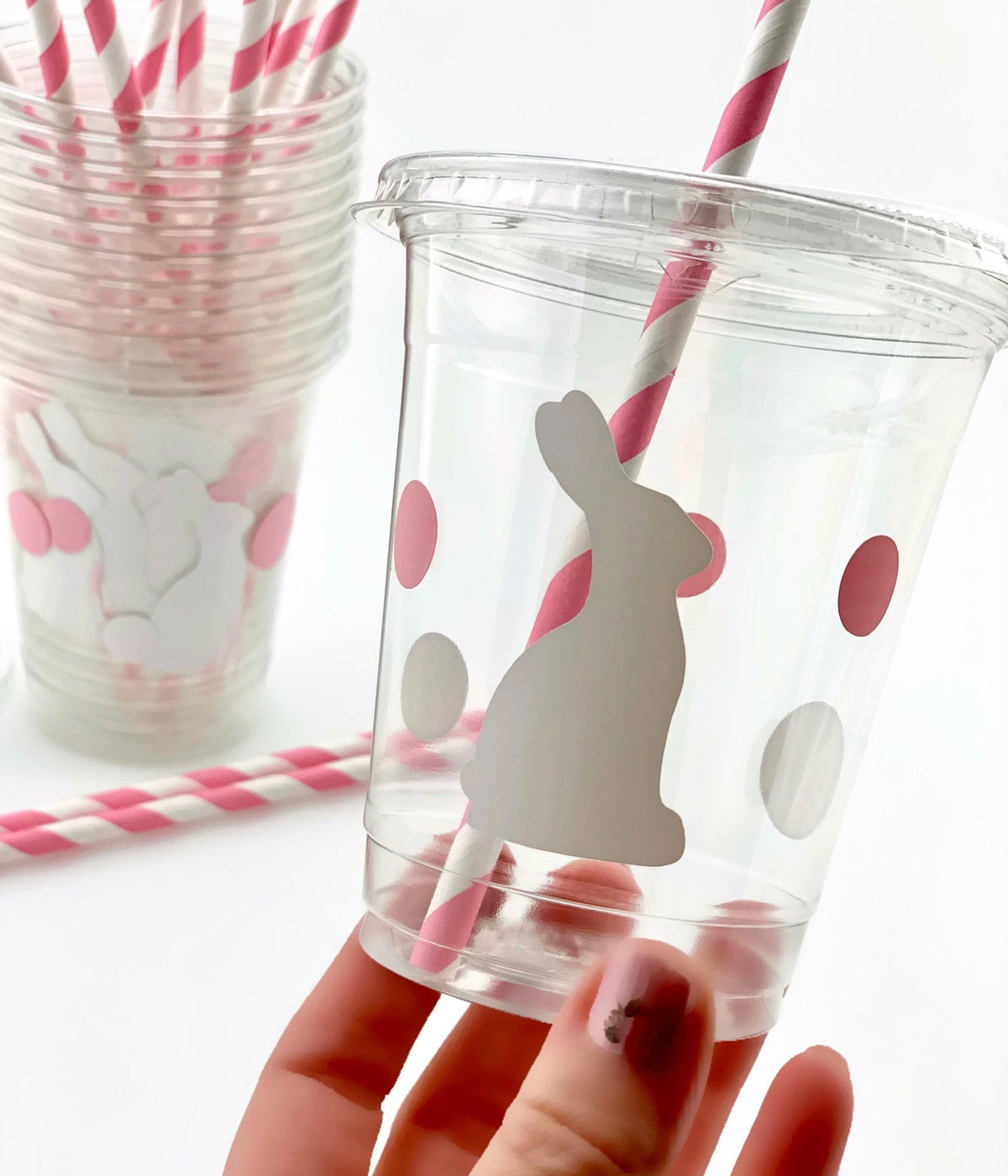 16PCS Bad Bunny Straw Toppers,lovely Party Decoration Straws,Drinking  Straws toppers for Juices Summer Cocktail Party Gift