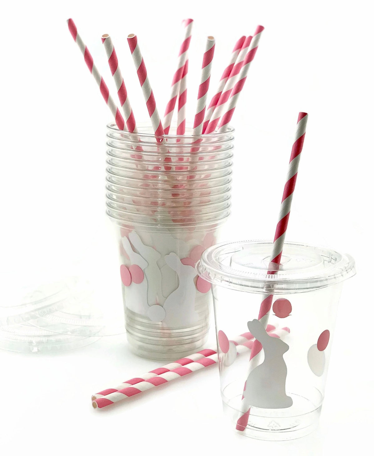 24 Pcs Silicone Straw Topper Party Straw Tips Birthday Bunny