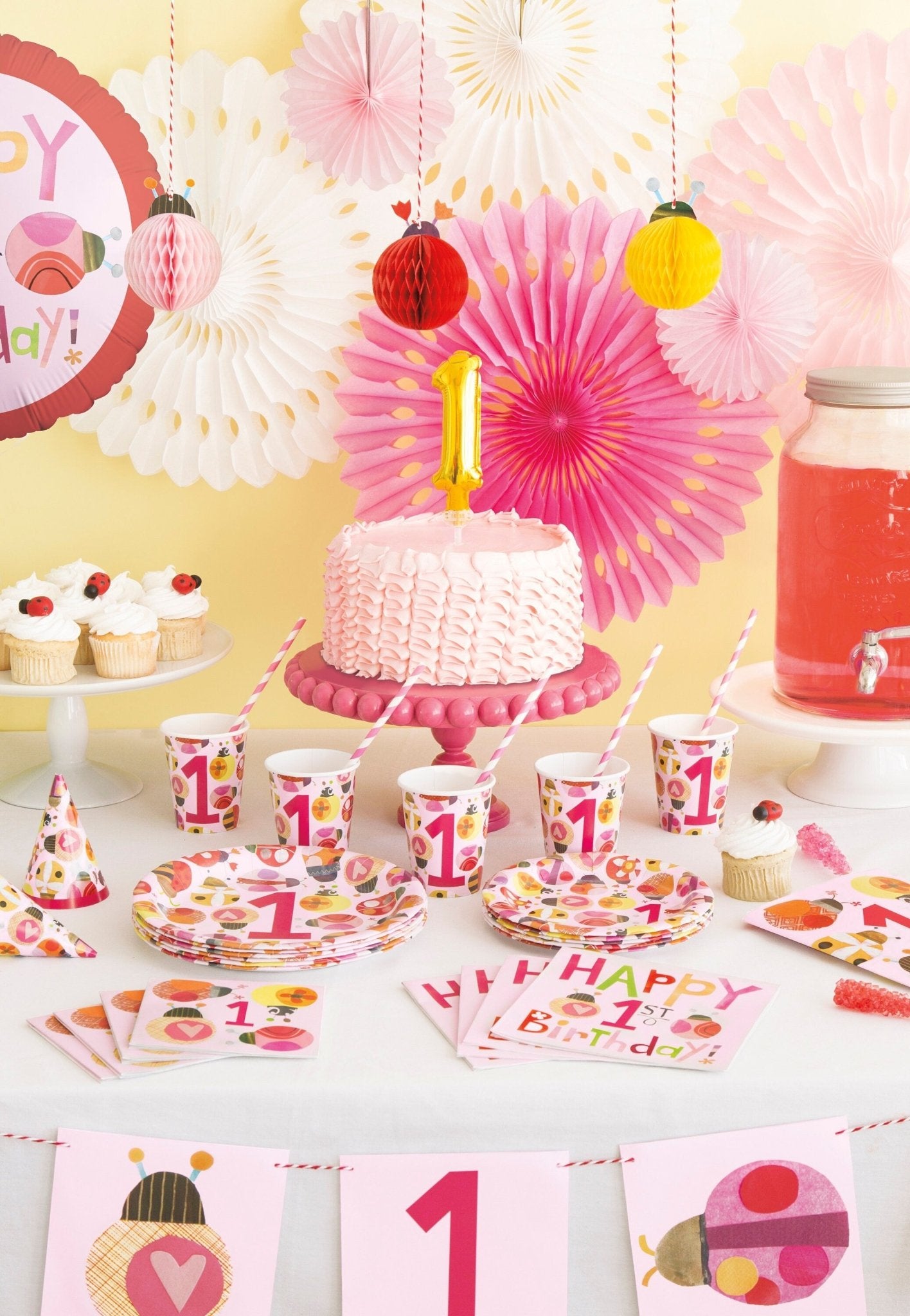 Pastel Rainbow Party Supplies Set - Stesha Party - 1st birthday girl