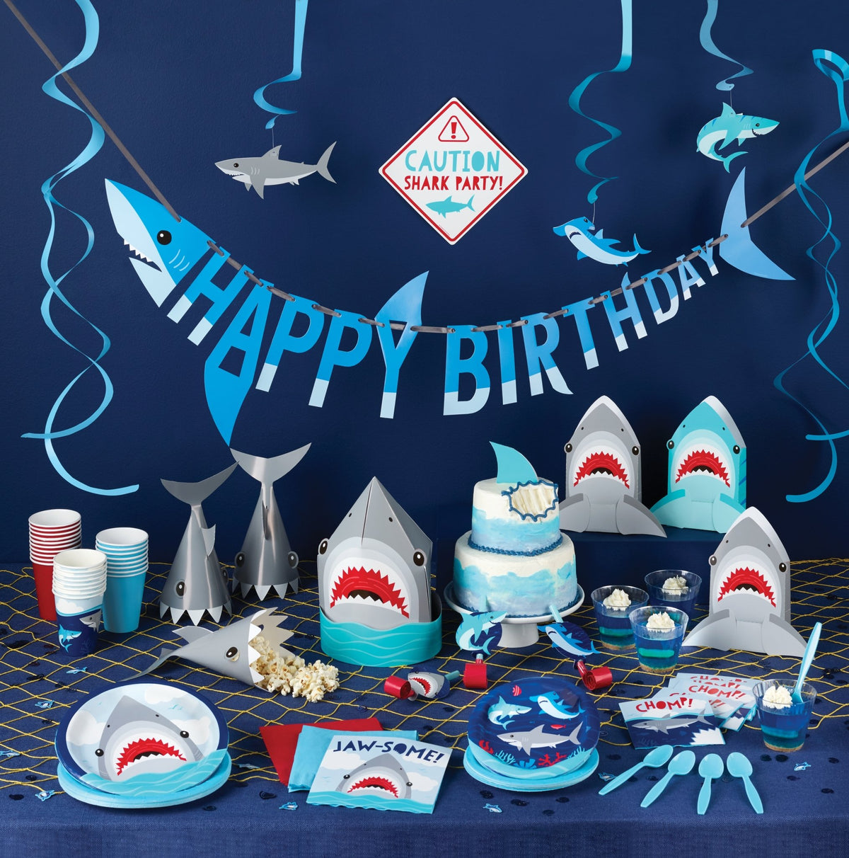 Shark Birthday Party Table Centerpiece - Stesha Party - birthday