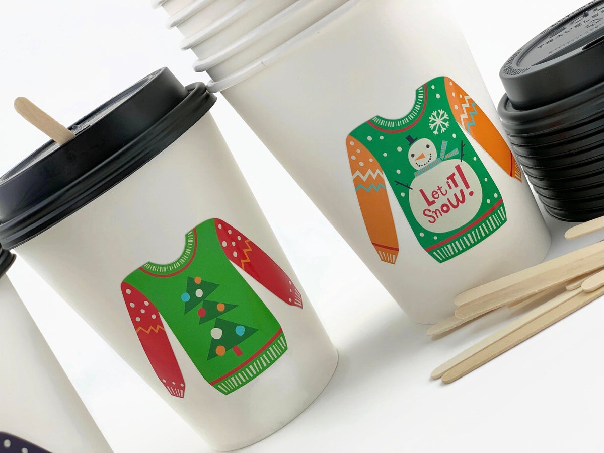 Christmas Party Cups Ugly Christmas Sweater Party Cups Disposable Party Cups  12oz Party Cups Holiday Party Christmas Party Favors 