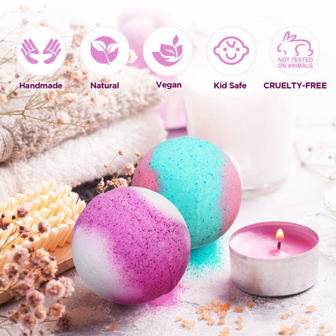 Skymore 10 Bath Bombs Gift Set w/ Natural Bath Balls for Skin Care & Relaxation, Gift for Family 96/5000