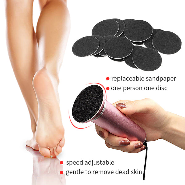 Electric Foot File Callus Remover 360° Rotary with Replacement Sandpaper Discs Pedicure Tool