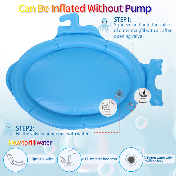 Tummy Time Water Play Mat Infant Toy for Baby, Newborn, Toddler, Fun Play Activity Center