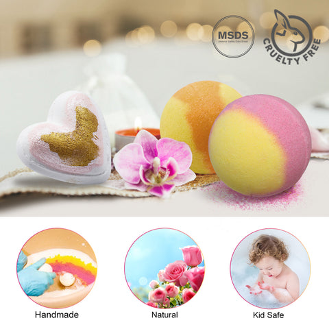 Skymore 10 Bath Bombs Gift Set w/ Natural Bath Balls for Skin Care & Relaxation, Gift for Family 96/5000