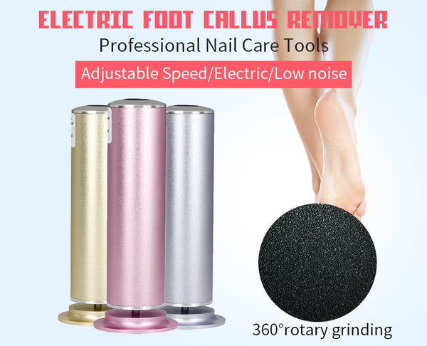 Electric Foot File Callus Remover 360° Rotary with Replacement Sandpaper Discs Pedicure Tool