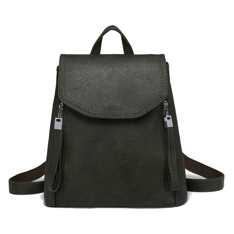 leather flap backpack