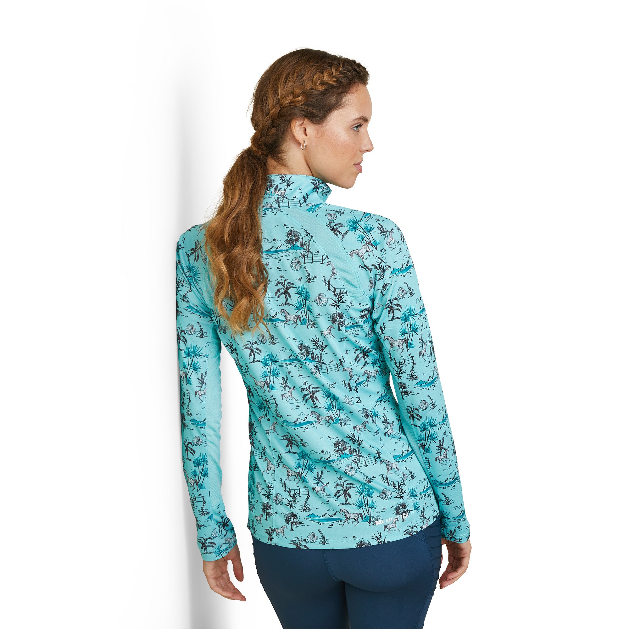 Ariat Womens Sunstopper 2.0 1/4 Zip Baselayer-Pool Blue Oasis Print – Cares  & Whoas