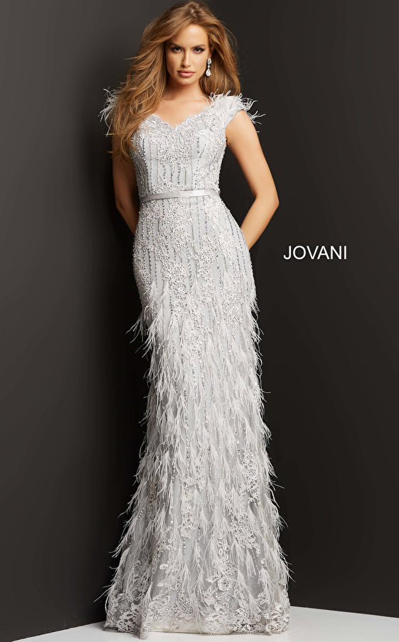 Jovani 06082 One Sleeve Sheer Dress 