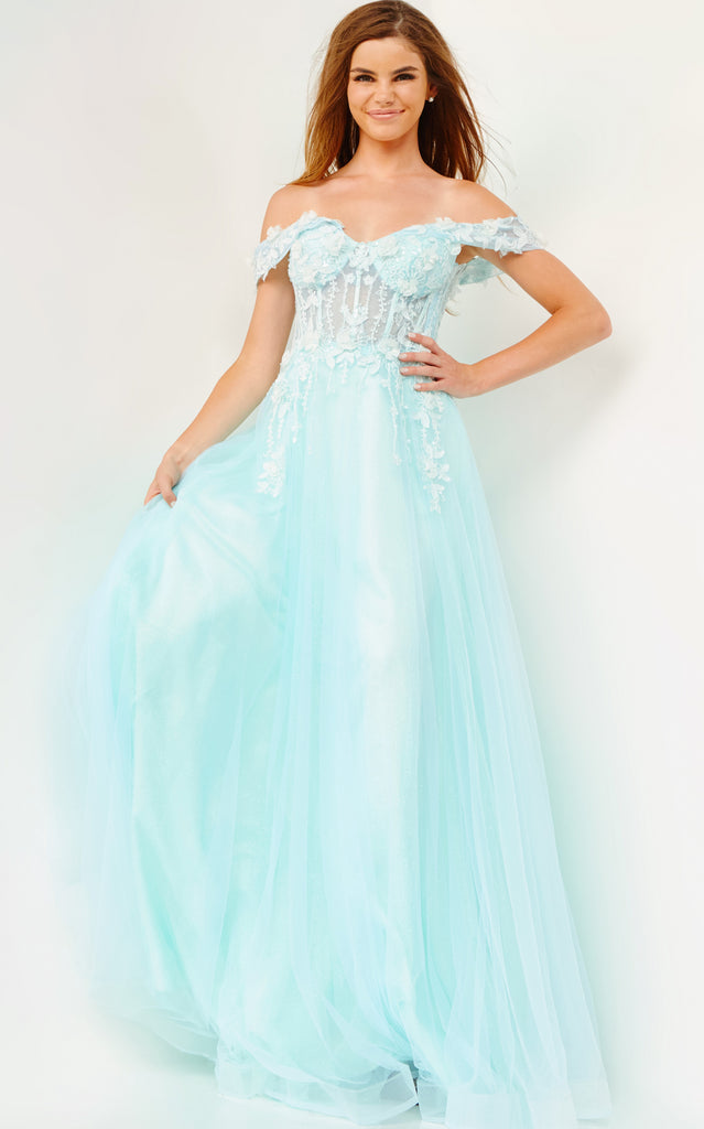 JVN08417  Strapless Sequin Embellished A Line Prom Gown