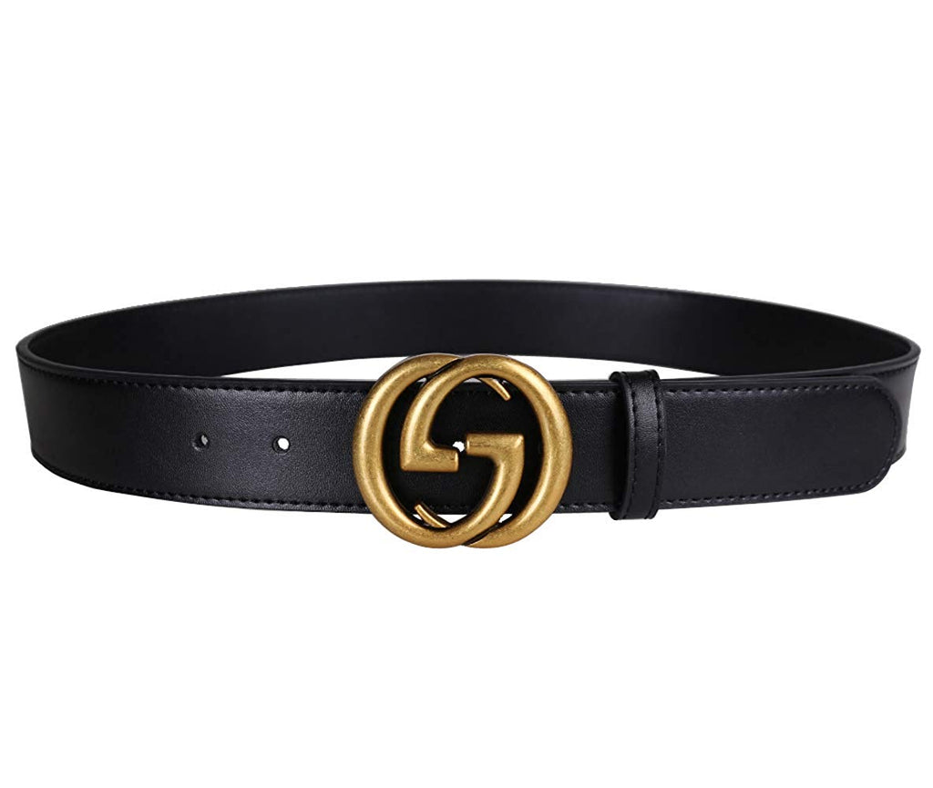 GG Replica Belt for Women Gold Buckle Black Leathe Fake Replicas Mens – Supfashion