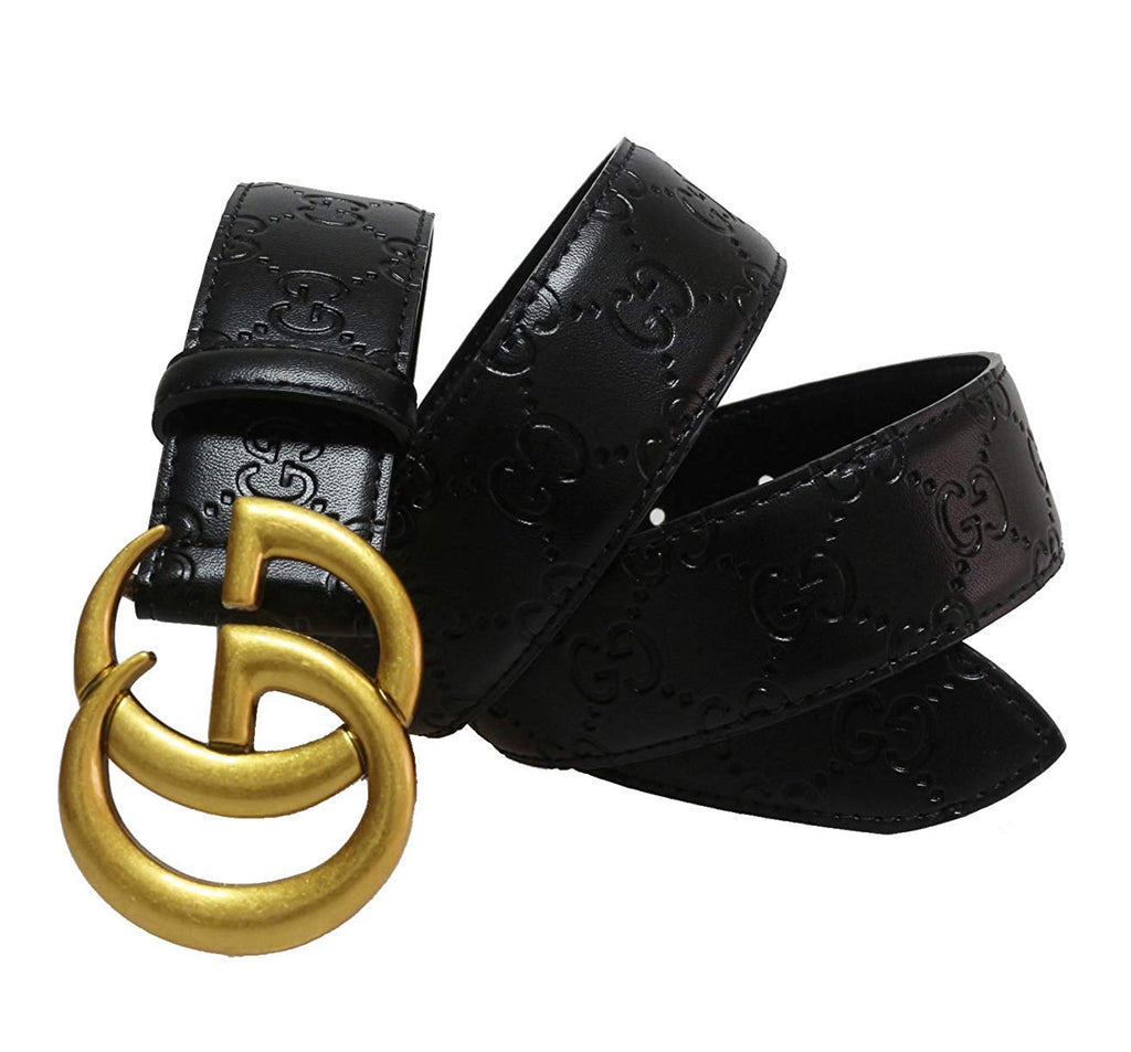 GG Replica Belt for Women Gold Buckle Black Leathe Fake Replicas Mens – Supfashion