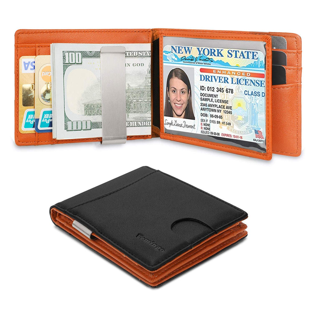 money clip card holder with id window