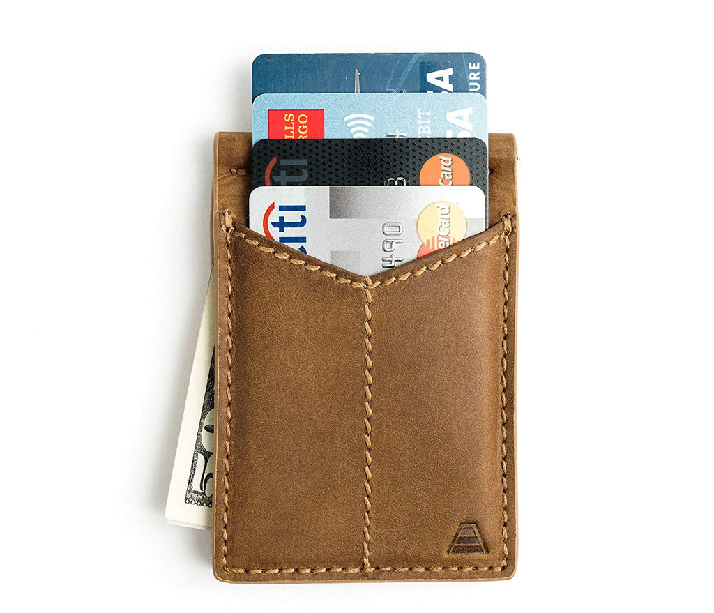 mens leather money clip and card holder