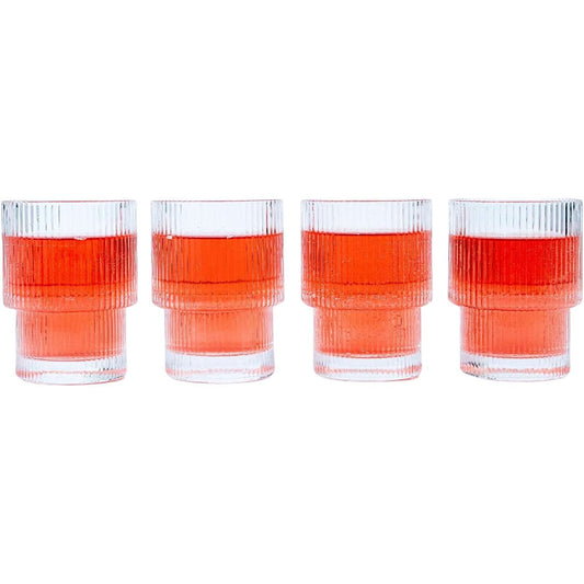 Ribbed Short Drinking Glasses (Set of 4) in 2023