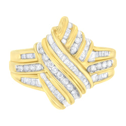 10K Yellow Gold 1/2ct TDW Diamond Crossover Ring (H-II2-I3)