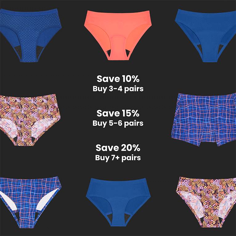 Our best-selling period underwear for teens <br> just got new colors. Good luck picking just one.