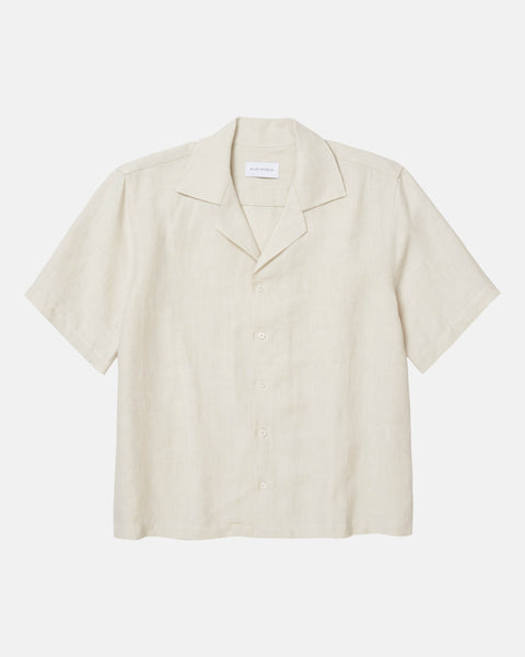 Organic Linen Camp Collar Shirt | Riley Studio