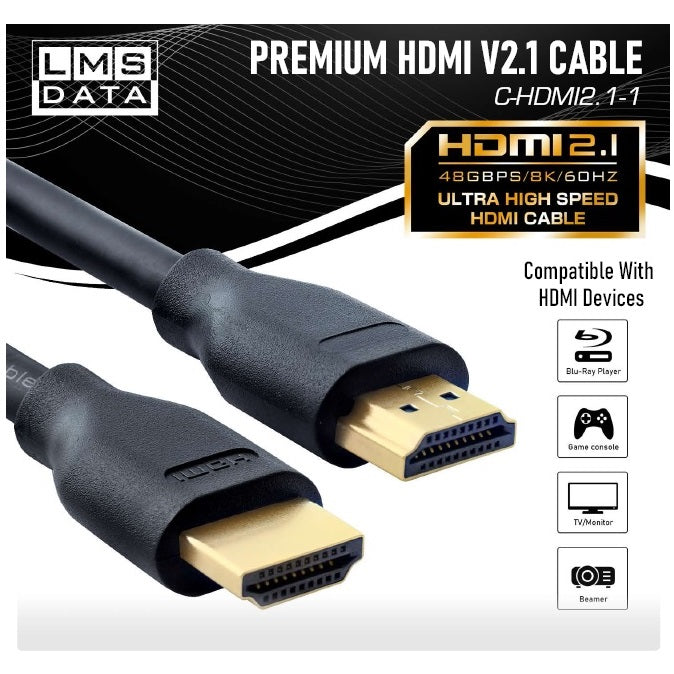 Ale leerboek Shilling 1.0m Ultra High Speed Premium HDMI Cable / Lead v2.1 - 48Gbps/ 8K/ 60H –  Dynamode UK