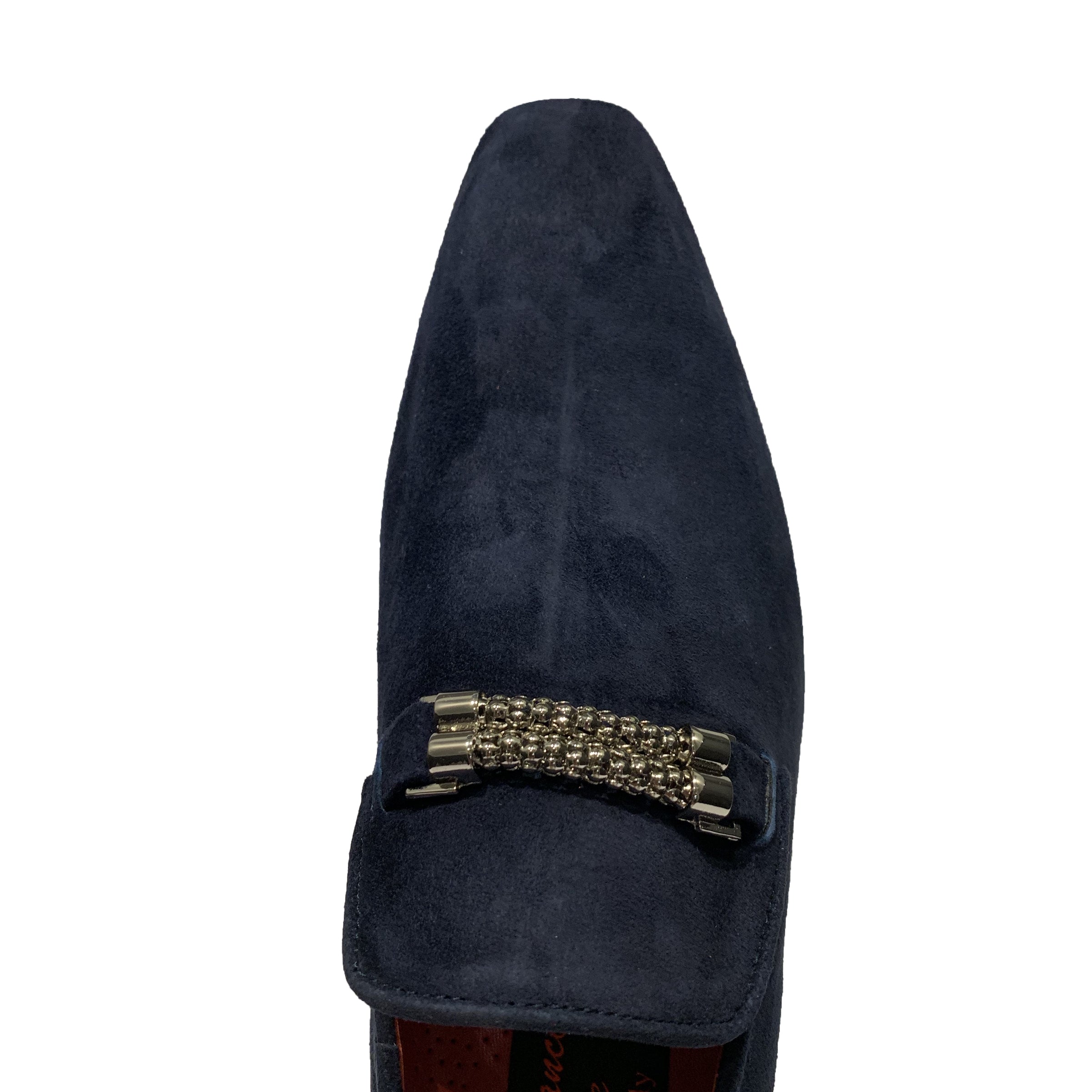 blue suede slip on shoes