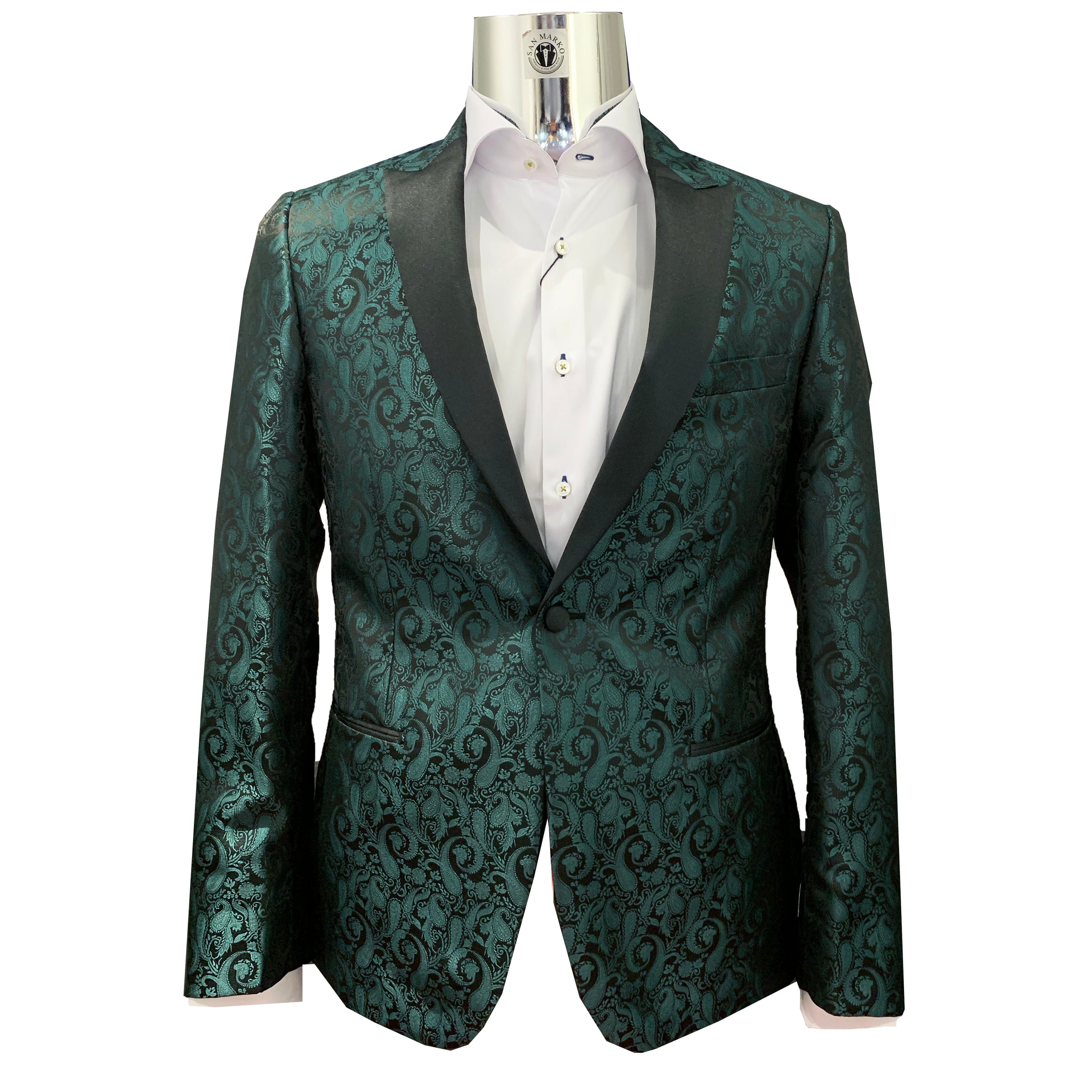 Couture 1910 Slim Fit Hunter Green Paisley Tuxedo Jacket – San Marko NY