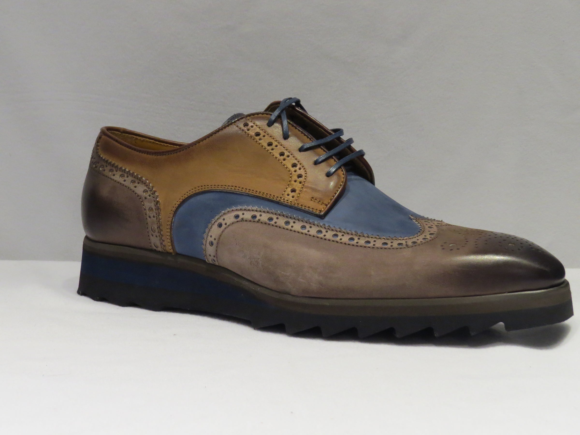 Jose Real Blue & Brown Multi-Toned Wingtip Sneaker Lace Up Shoes w/ Sp –  San Marko NY